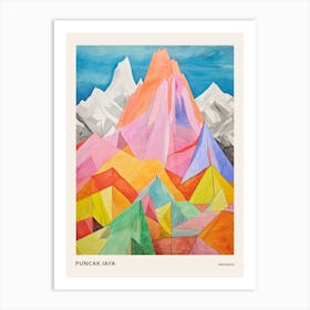 Puncak Jaya Indonesia 1 Colourful Mountain Illustration Poster Art Print