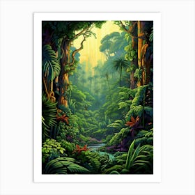 Jungle Landscape Pixel Art 4 Art Print