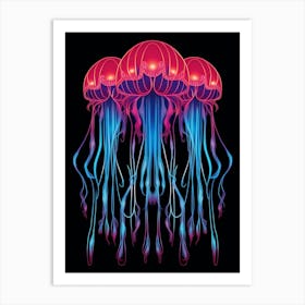 Upside Down Jellyfish Neon Illustration 1 Art Print