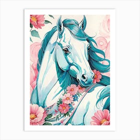 Floral Horse Painting (11) Art Print
