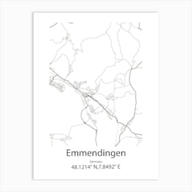 Emmendingen,Germany Minimalist Map Art Print