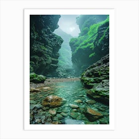 Waterfall In A Canyon Art Print