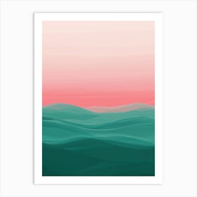 Abstract Ocean Background with pink sky Art Print