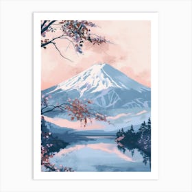 Mount Fuji Japan 2 Retro Illustration Art Print