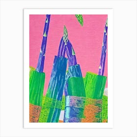 Asparagus 3 Risograph Retro Poster vegetable Art Print