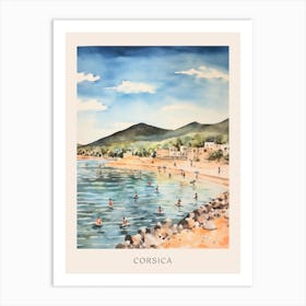 Swimming In Corsica France 3 Watercolour Poster Art Print