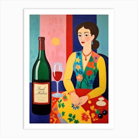 Woman With A Bottle Of Wine Art Print