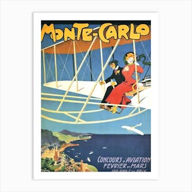 Monte Carlo, Vintage Aviation Poster Art Print