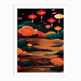 Chinese Lanterns In The Sky Art Print