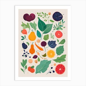 Fresh Fruits And Vegetables Art Print