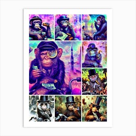 Monkeys In Top Hats Art Print