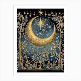 William Morris Art Sun Moon Night Eclipse Morris Exhibition Print Botanical Poster Gold Vintage Full Art Print