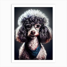 Poodle With Glasses animal dog Art Print
