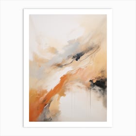 Charcoal And Orange Autumn Abstract Painting 6 Art Print