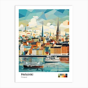 Helsinki, Finland, Geometric Illustration 3 Poster Art Print