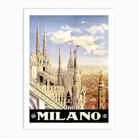 Vintage Milano Travel Poster, Dawn Hudson Art Print