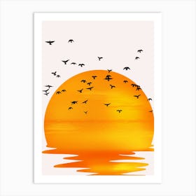 Sunset With Birds 1 Art Print