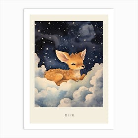Baby Deer 6 Sleeping In The Clouds Nursery Poster Art Print