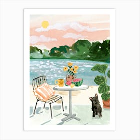 Beach Table Coffee Time Art Print