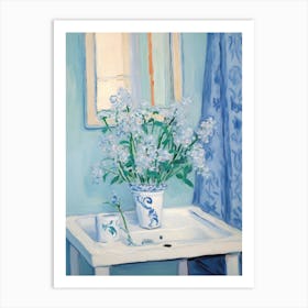 A Vase With Forget Me Not, Flower Bouquet 2 Art Print