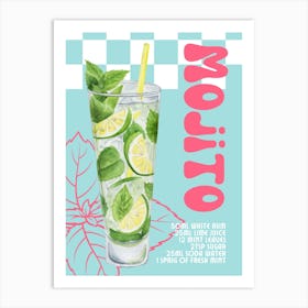 Colourful Retro Mojito Cocktail Art Print