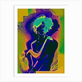 Dramatic, portrait of a woman, yellow, "Another Day" Art Print