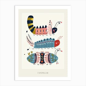 Colourful Insect Illustration Catepillar 5 Poster Art Print