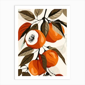 Persimmon Close Up Illustration 2 Art Print