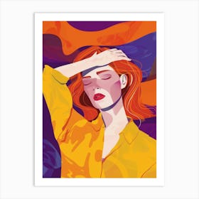 Illustration Of A Woman With Red Hair 1 Art Print