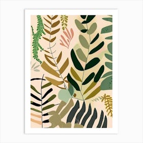 Evergreen Fern Wildflower Modern Muted Colours 1 Art Print