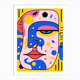 Line Illustration Abstract Face Pink Art Print