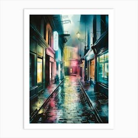 Wet Alley, Anime Art Lofi Art Print