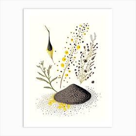 Black Mustard Seeds Spices And Herbs Pencil Illustration 2 Art Print
