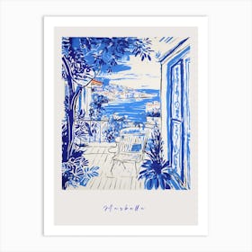 Marbella Spain 4 Mediterranean Blue Drawing Poster Art Print