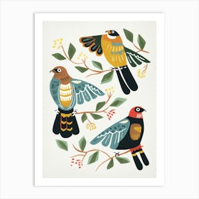 Folk Style Bird Painting Eurasian Sparrowhawk 2 Art Print