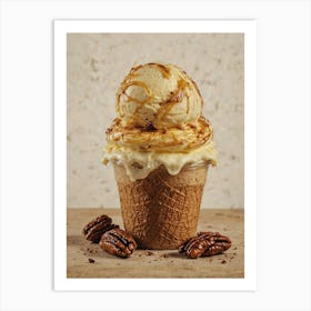 Ice Cream With Caramel And Pecans Art Print