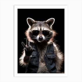 A Tres Marias Raccoon Doing Peace Sign Wearing Sunglasses 1 Art Print