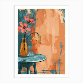 Abstract Background With Flowers Art Print
