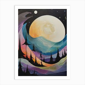 Full Moon In The Sky Landscape Art Print