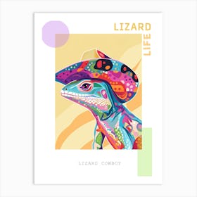 Lizard With A Cow Print Cowboy Hat Modern Abstract Illustration 3 Poster Art Print