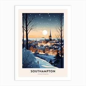 Winter Night  Travel Poster Southampton United Kingdom Art Print