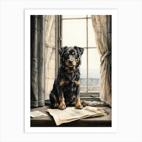 Dog At The Window Art Print