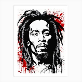 Bob Marley Portrait Ink Painting (17) Art Print