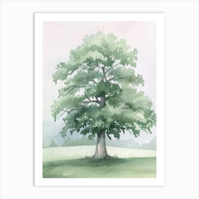 Oak Tree Atmospheric Watercolour Painting 9 Art Print