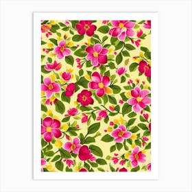 Magnolia Repeat Retro Flower Art Print