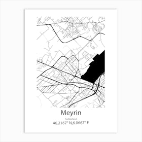 Meyrin,Switzerland Minimalist Map Art Print