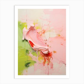 Pink And Green Abstract Raw Painting 1 Art Print