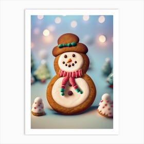 Christmas Snowman ginger bread Art Print
