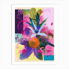 Edelweiss 4 Neon Flower Collage Art Print