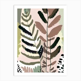 Northern Lady Fern Wildflower Modern Muted Colours Art Print